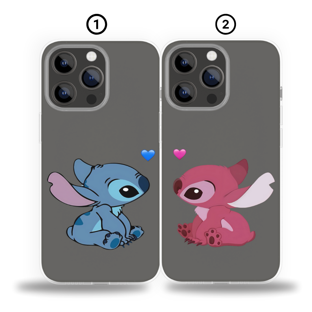Stitch heart Transparent - Coque DUO
